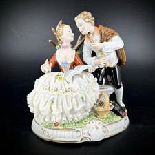 Unterweissbach Tüll Figur Musizierendes Paar Flöte Sammlerstück Porzellanfigur