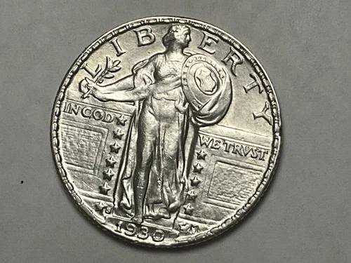 1930 S Standing Liberty Quarter  SLQ- AU Details US Type 90% Silver “FULL HEAD”