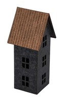 Teelichthalter Windlicht Lichthaus Haus Metall Schwarz Rost Deko 22Cm H