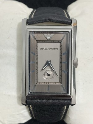 Emporio Armani Men's Watch Leather Band, 50m, model AR-0150 Runs See Video  !!