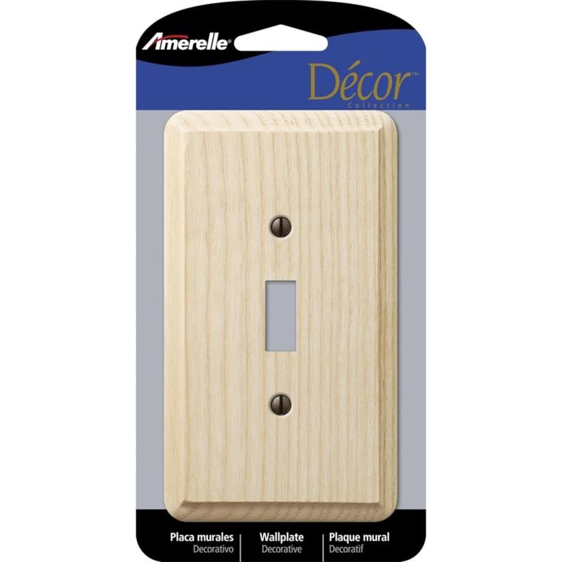 Amerelle 401T Contemporary Unfinished Beige 1-Gang Wood Toggle Wall Plate
