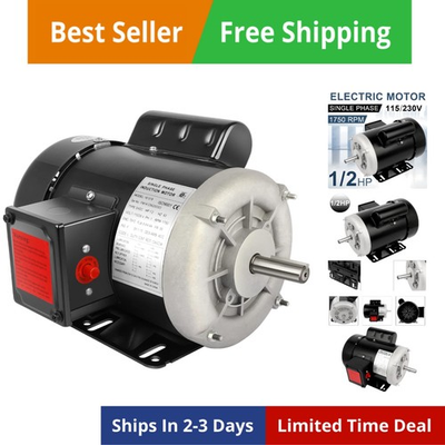 #ad #ad 1 2HP Electric Motor AC Motor 1750RPM Farm Duty Single Phase Motor 115 230V... $355.89