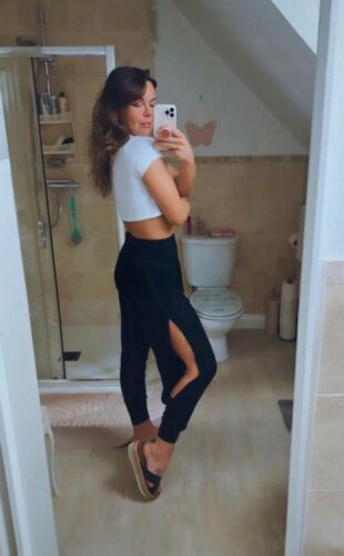 High waisted side slit harem pants s/m
