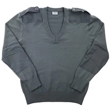 Austrian Army Sweater Vintage Military Wool Blend V-Neck 2000s "5/108" Men Large