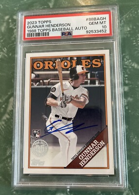 gunnar henderson psa 10 RC Rookie 2023 Topps Auto Autograph Signed 
