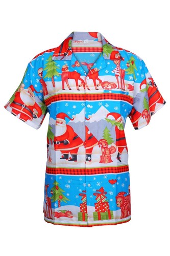 KIDS CHRISTMAS SANTA XMAS HAWAIIAN CHILDREN SHIRT HAWAII GIFT PARTY S -XXL D9 - Picture 10 of 46