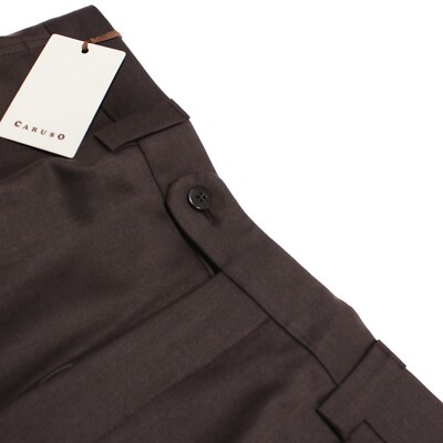 Caruso NWT Dress Pants Size 48 32 US In Solid Brown Superfine Wool