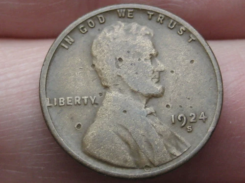 1924 S Lincoln Cent Wheat Penny- San Francisco, Fine Details