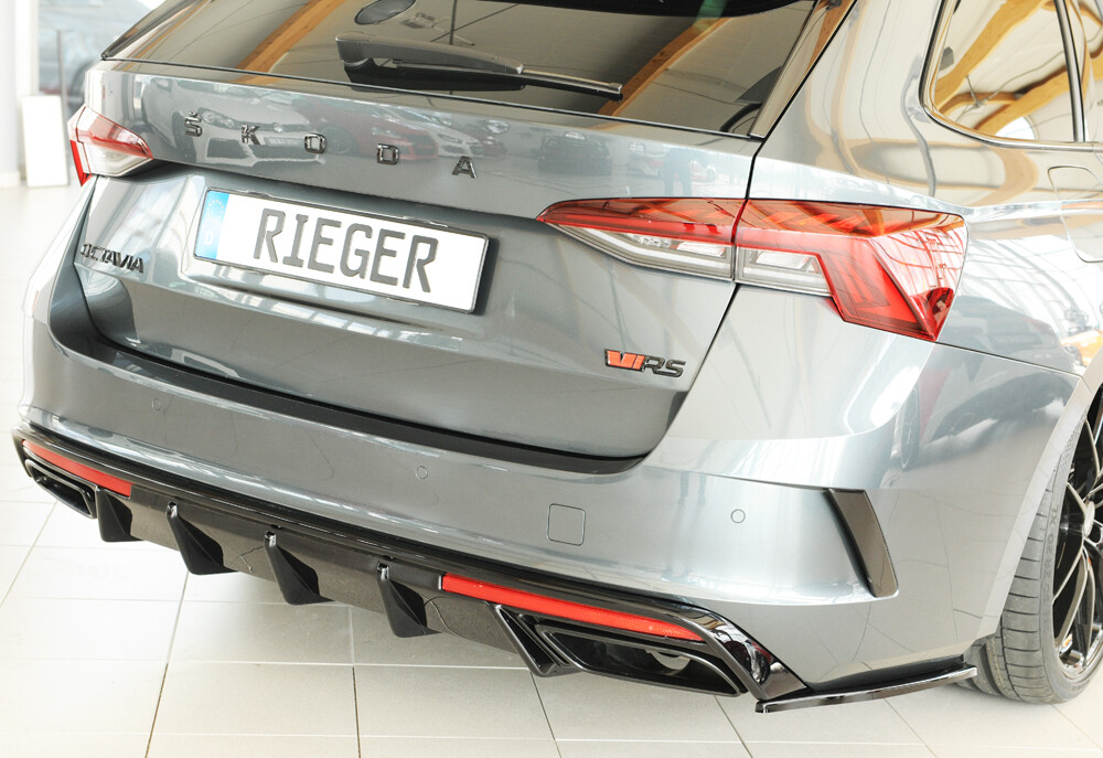 Heck Ansatz Flaps Diffusor V.4 Für Skoda Octavia RS Mk4 Schwarz