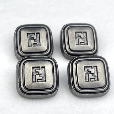 8 SMALL FENDI BUTTONS FF LOGO VINTAGE SILVER METAL SQUARE 15MM | eBay