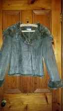  CAPPOTTO/GIACCA DONNA VINTAGE RETRÒ ?GRIGIO ECOPELLE SCAMOSCIATA 40 PETTO COLLO GRANDE WALLIS