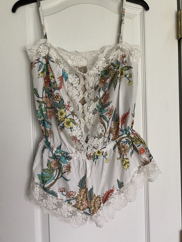 Plum Pretty Sugar Cotton Floral Lace Romper Jumpsuit S/M