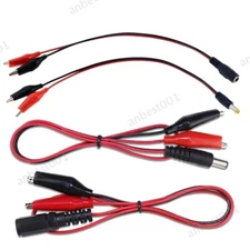 Alligator Clip to Male Female DC Power Plug Adapter Wire 5.5*2.1mm Test Lead