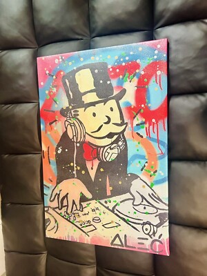 Alec Mr Monopoly Dj  Glow In The Dark Print On Canvas 24x36  Custom By Inkdrop