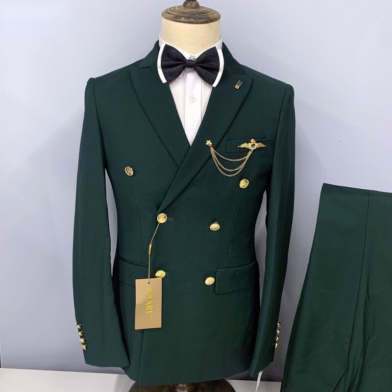 Men's Double Breasted Business Suit + Pant Formal Groom Tuxedo Party Prom Blazer
