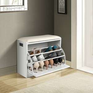 Ottoman Shoe Storage Bench Cabinet Soft Padded Seat Shoes Bench Organizer Rack Ebay
