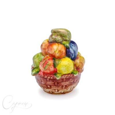 BASSANO KERAMIK KORB MIT FRÜCHTEN 3D 18CM DEKORATION-  AUS ITALIEN NEU!