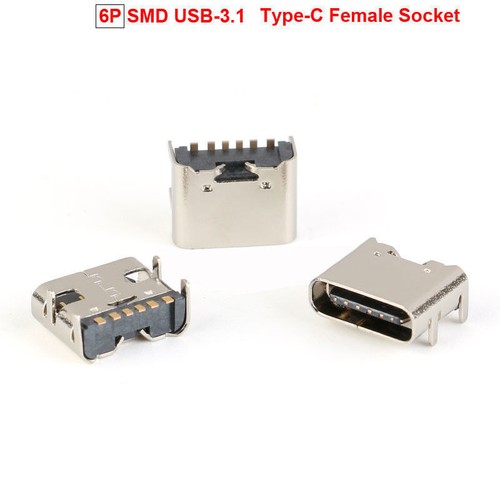 6P SMD USB-3.1 Type-C Female Socket 6Pin Connector For High Current Fast Charge - Picture 3 of 6