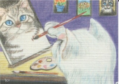 ACEO Print '' Princess Hannah, The Portrait Painter'' cat, paintings