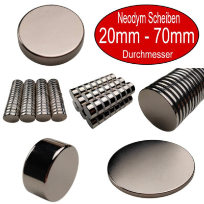 Neodym Magnet Rund 20mm - 70mm N45 N52 Sehr Starke NdFeB Magnete Groß Scheibe