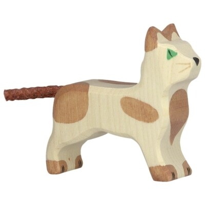 Holztiger 80057 Katze stehend klein 6 cm Holzfiguren Serie Farmland