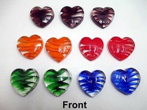 Lot of 11 Large 44mm Lampwork Glass Heart Beads Valentines Table Decoration HTF
