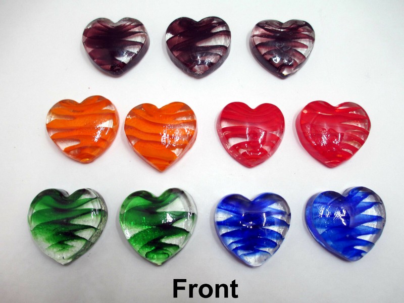 Lot of 11 Large 44mm Lampwork Glass Heart Beads Valentines Table Decoration HTF