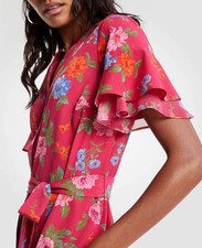 Ann Taylor - Medium Baja Rose Island Floral Flutter Sleeve Shirtdress $149(U205)
