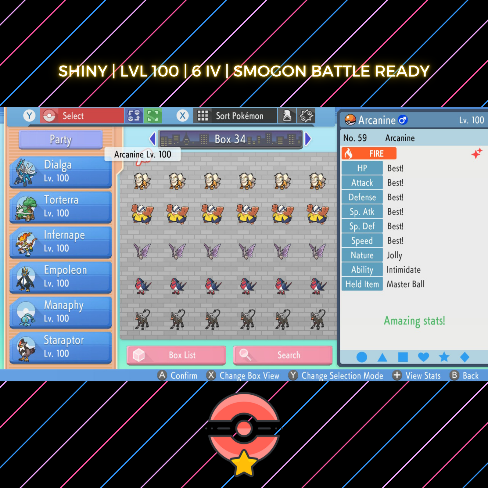Arcanine | Shiny | LVL100 | 6IV | Pokemon Brilliant Diamond & Shining Pearl  | eBay