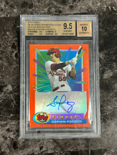2017 Topps Finest Autographs Stephen Piscotty  Orange Refractor /25 BGS 9.5