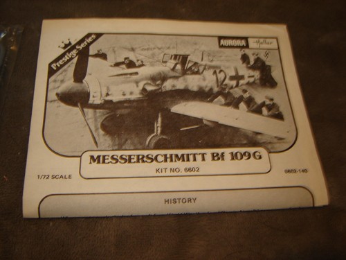 Aurora #6602 Model kit Messerschmitt BF 109G Box open 1977 Factory sealed 1/72 - Picture 8 of 10