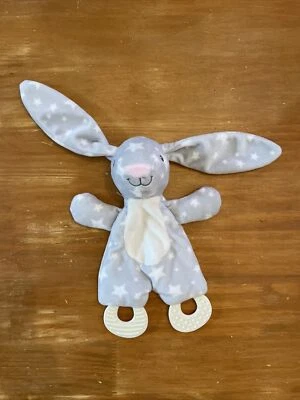 Doudou Action ZD Trading Lapin Plat Blanc Gris Étoile Anneau Dentition Rose ZDT - Photo 1/2