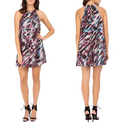 J aime Mini Dress Size S Womens Trapeze A-line Halter Neck Abstract Sleeveless