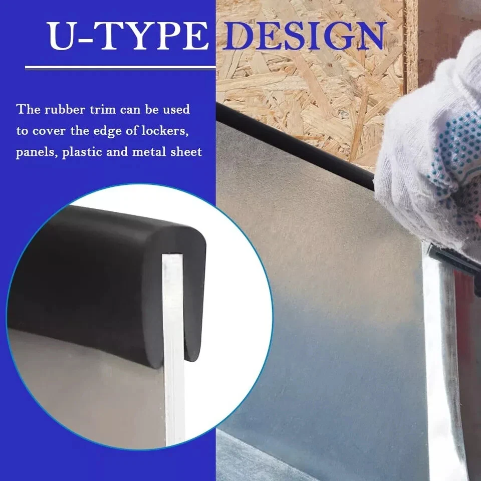 Rubber Edge Trim U Channel Rubber Seal Strip Rubber Edge Protector Trim Fit 1... - Изображение 3 из 4