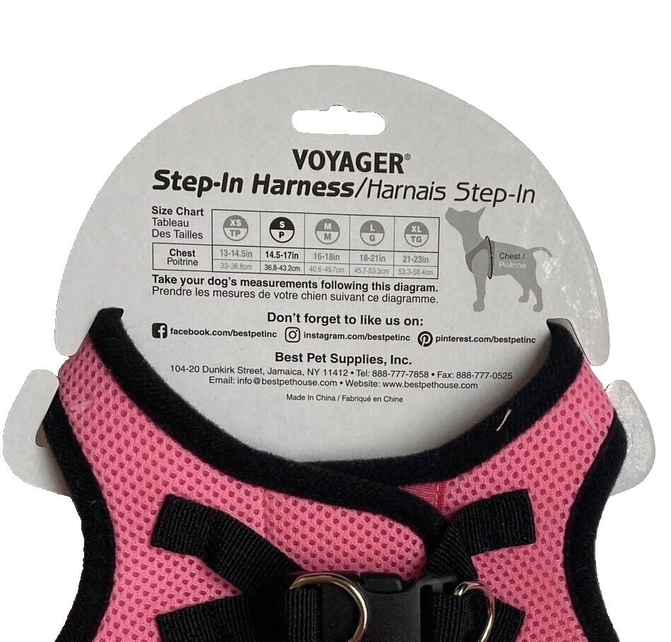 Dog Harness Step-In Voyager All Weather Mesh Pink Small Chest 14.5-17 Barbiecore