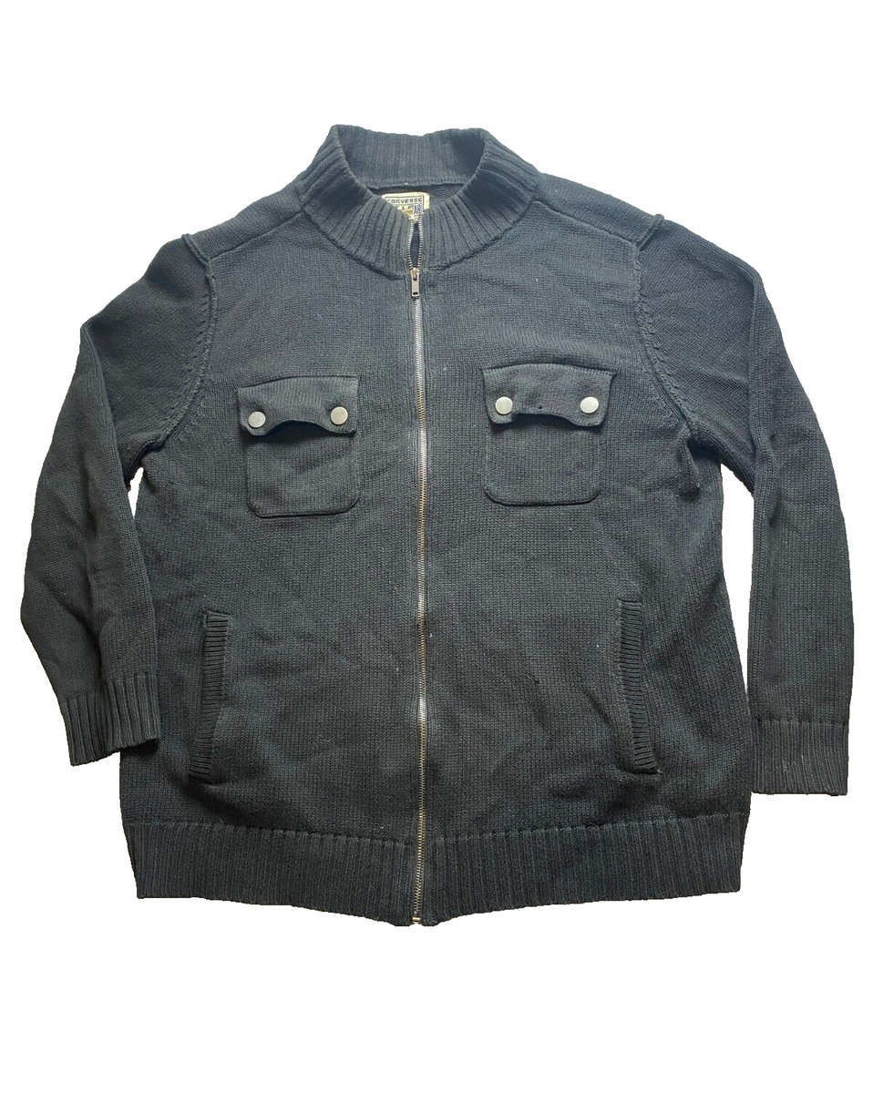 Converse One Star Jacket Adult Extra Large Black Full Zip Knit
