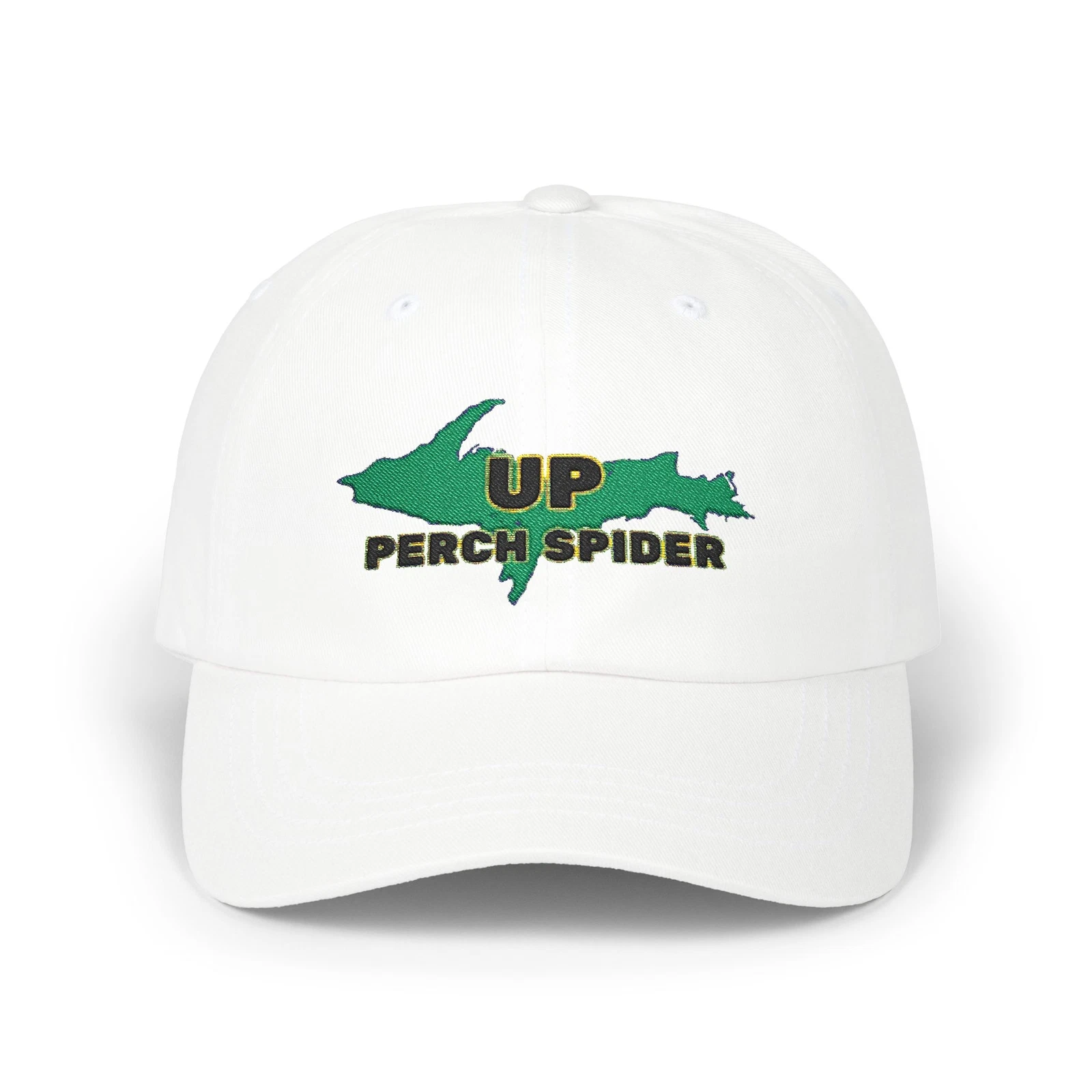 Embroidered Michigan Perch Spider Dad Cap,
