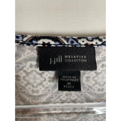J. Jill Wearever 3/4 Sleeve Printed Stretch Blouse Size Medium Petite MP - Picture 3 of 5