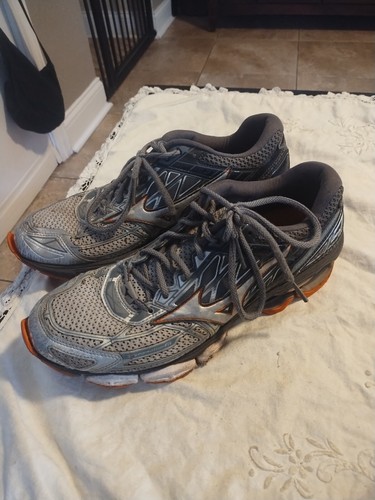 Mizuno Wave Creation 19 Gray Orange Mens Road Running Shoes Sneakers Size 10.5