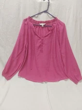 Counterparts Semi Sheer Pink Pullover Top Long Sleeves Boho Style Large NWOT
