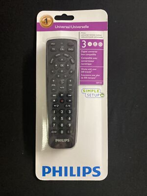 Philips Universal Remote Control SRP1103/27 Black 3 Devices Simple Setup SEALED