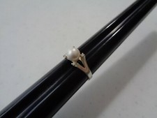 Ring With Faux Pearl Sterling Silver 925 Vintage Fashion Finish Loss Rough Poor