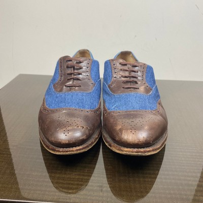 Rare Barbanera Sperelli Wingtip Denim Leather Oxford Brogue  display picture 2
