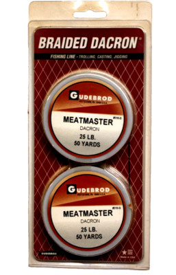 Gudebrod Meatmaster Braided Dacron Black Fishing Line 25lb Test 50 Yard ...
