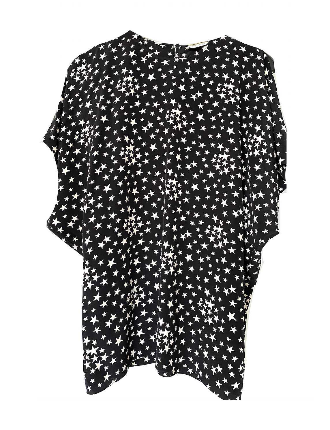 Camicetta di seta Saint Laurent Star bianca e nera taglia 36