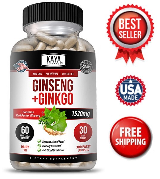 Ginseng + Ginkgo Biloba for Brain Function, Blood Circulation, Anti