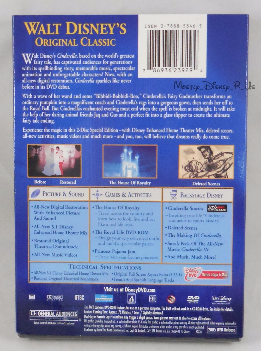 Disney Cinderella Platinum Edition DVD 2 Disc Special