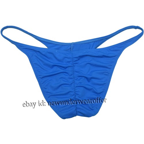 Men's Bikini Brief Elastic Silky Ruched Back Underwear Swim String Cheeky Briefs - Picture 11 of 27