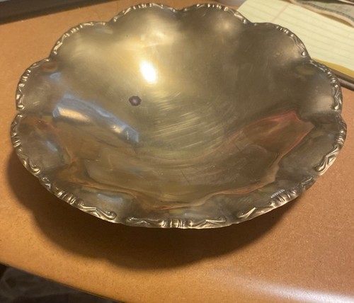 Bronze Colored Footed Fruit bowl/ bread Dish Vintage Dish - Picture 2 of 8