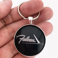 Vintage Ford Falcon Chrome Fender Emblem Badge Logo 1.2" Diameter Keychain